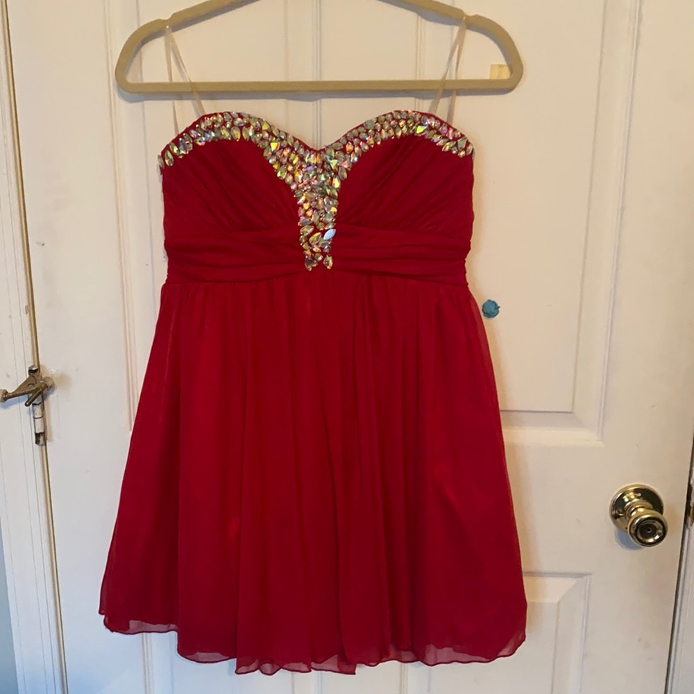 MyMichelle Red Beaded Party Dress